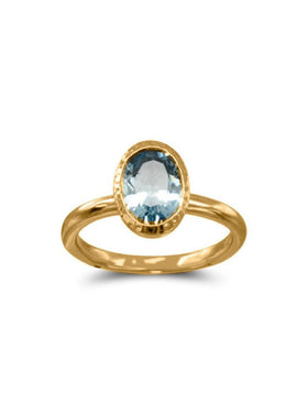 Rose Gold Aquamarine Ring Ring Pruden and Smith 18ct Yellow Gold  