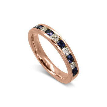Sapphire and Diamond Eternity Ring Ring Pruden and Smith 18ct Rose Gold 60% Set Band 