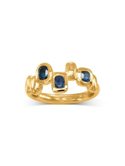 Pebble Sapphire 9ct Gold Half Eternity Ring Ring Pruden and Smith   