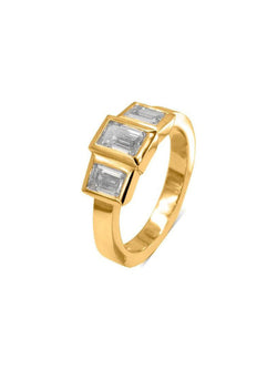 Emerald Cut Trilogy Diamond Ring Ring Pruden and Smith 18ct Rose Gold  