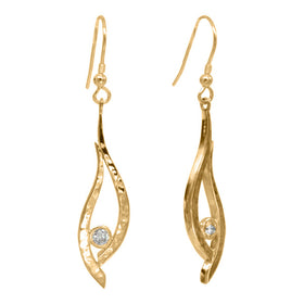 Forged Diamond Drop Earrings Earring Pruden and Smith 9ct Yellow Gold  