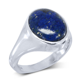 Blue Lapis Lazuli Signet Ring Ring Pruden and Smith Platinum  