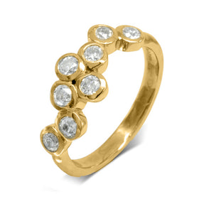 Large Diamond Offset Eternity Ring Ring Pruden and Smith 18ct Yellow Gold  