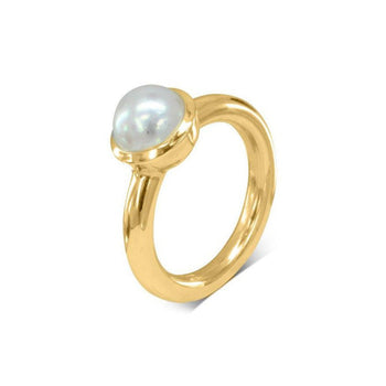 Round Pearl 9ct Gold Ring Ring Pruden and Smith 9ct Yellow Gold  