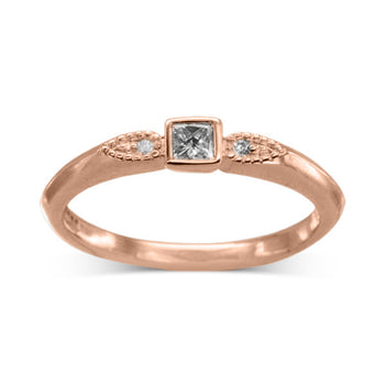 Vintage Dainty Diamond Ring Ring Pruden and Smith 18ct Rose Gold  