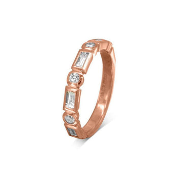 Alternating Baguette and Round Diamond Half Eternity Ring Ring Pruden and Smith 18ct Rose Gold 40% Set Band 