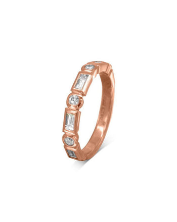 Alternating Baguette and Round Diamond Half Eternity Ring Ring Pruden and Smith 18ct Rose Gold 40% Set Band 