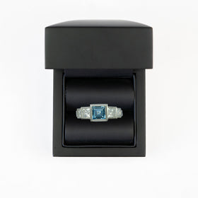 Art Deco Aquamarine Diamond Engagement Ring Ring Pruden and Smith   