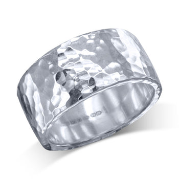 Hammered Ring (Wide) Ring Pruden and Smith 12mm Platinum 