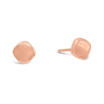 Pebble 9ct Gold Stud Earrings Earring Pruden and Smith Square 9ct Rose Gold 