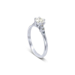 Claw Set Crescent Moon Diamond Engagement Ring Ring Pruden and Smith 0.35ct (4.5mm) Platinum 