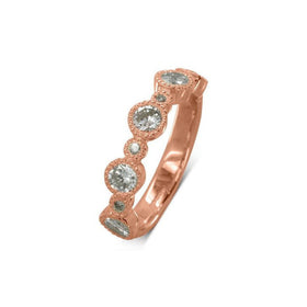 Vintage Gold Alternating Diamond Eternity Ring Ring Pruden and Smith 18ct Rose Gold  