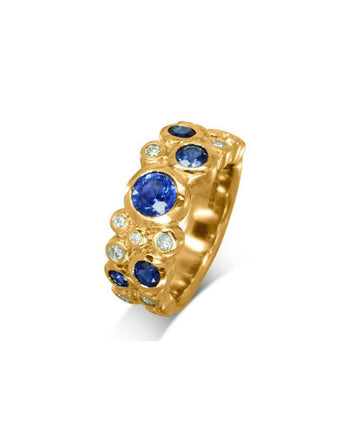 Water Bubbles Diamond and Sapphire Eternity Ring Ring Pruden and Smith 18ct Yellow Gold  