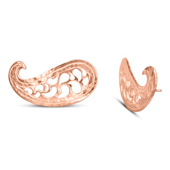 Pierced Paisley Stud Earrings Earring Pruden and Smith 9ct Rose Gold  