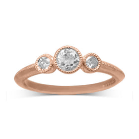 Vintage Diamond Trilogy Engagement Ring Ring Pruden and Smith 9ct Rose Gold  