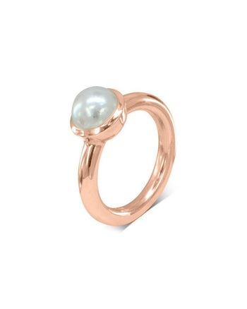 Round Pearl 9ct Gold Ring Ring Pruden and Smith 9ct Rose Gold  