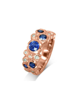 Water Bubbles Diamond and Sapphire Eternity Ring Ring Pruden and Smith 18ct Rose Gold  