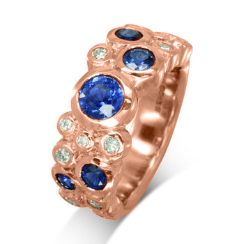 Water Bubbles Diamond and Sapphire Eternity Ring Ring Pruden and Smith 18ct Rose Gold  