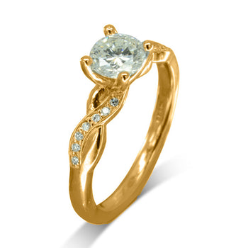 Twist Round Brilliant Diamond Engagement Ring Ring Pruden and Smith 18ct Yellow Gold  