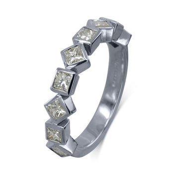 Alternating Princess Cut Diamond Half Eternity Ring Ring Pruden and Smith Platinum  