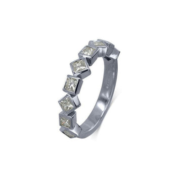 Alternating Princess Cut Diamond Half Eternity Ring Ring Pruden and Smith Platinum  