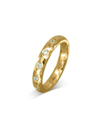 Hammered Diamond Eternity Ring Ring Pruden and Smith 18ct Yellow Gold  
