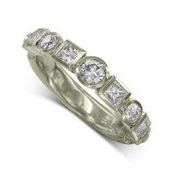 Alternating 18ct Gold Half Eternity Ring Ring Pruden and Smith   