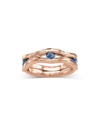 Side Hammered Birthstone Eternity Ring Ring Pruden and Smith December-Blue Topaz 9ct Rose Gold 