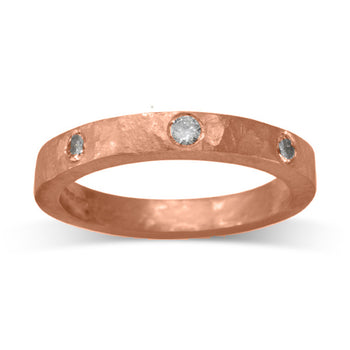 Rough Hammered Diamond Eternity Ring Ring Pruden and Smith 18ct Rose Gold  