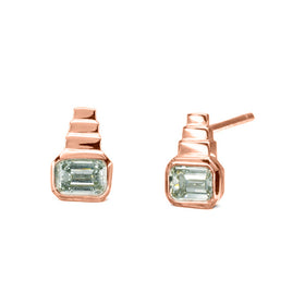 Art Deco 9ct Gold Diamond Stud Earrings Earring Pruden and Smith 9ct Rose Gold  