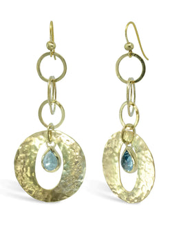 Cabochon 9ct Gold Aquamarine Drop Earrings Earring Pruden and Smith   