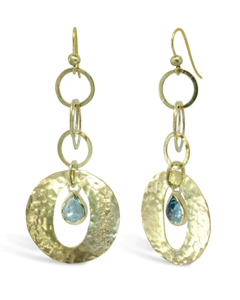 Cabochon 9ct Gold Aquamarine Drop Earrings Earring Pruden and Smith   