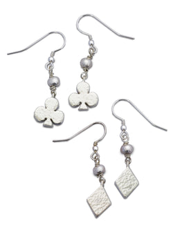 Playing Card Charm Silver Drop Earrings Earring Pruden and Smith   