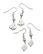 Playing Card Charm Silver Drop Earrings Earring Pruden and Smith   