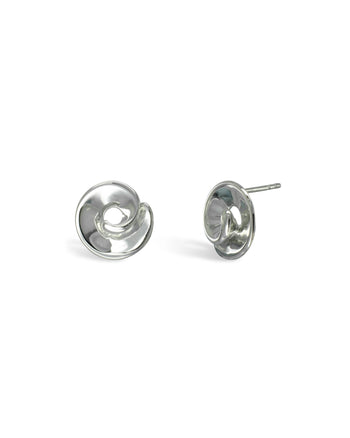 Concave Curl Silver Stud Earrings Earring Pruden and Smith   