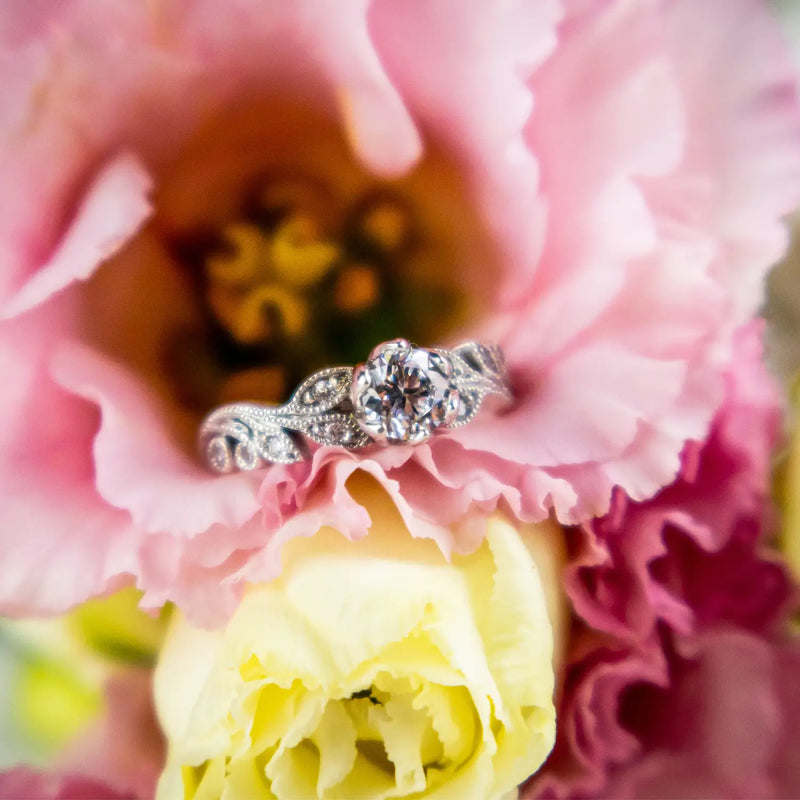 Vintage engagement ring in flower