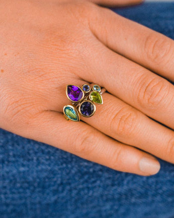 Gold, Amethyst and Topaz Stacking Ring Ring Pruden and Smith   