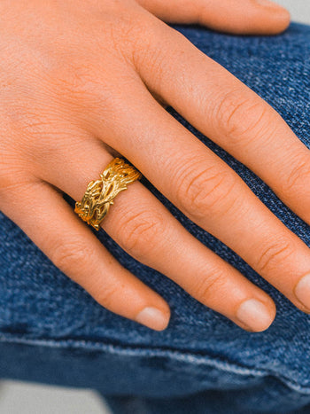 Wide Gold Seaweed Ring Ring Pruden and Smith   