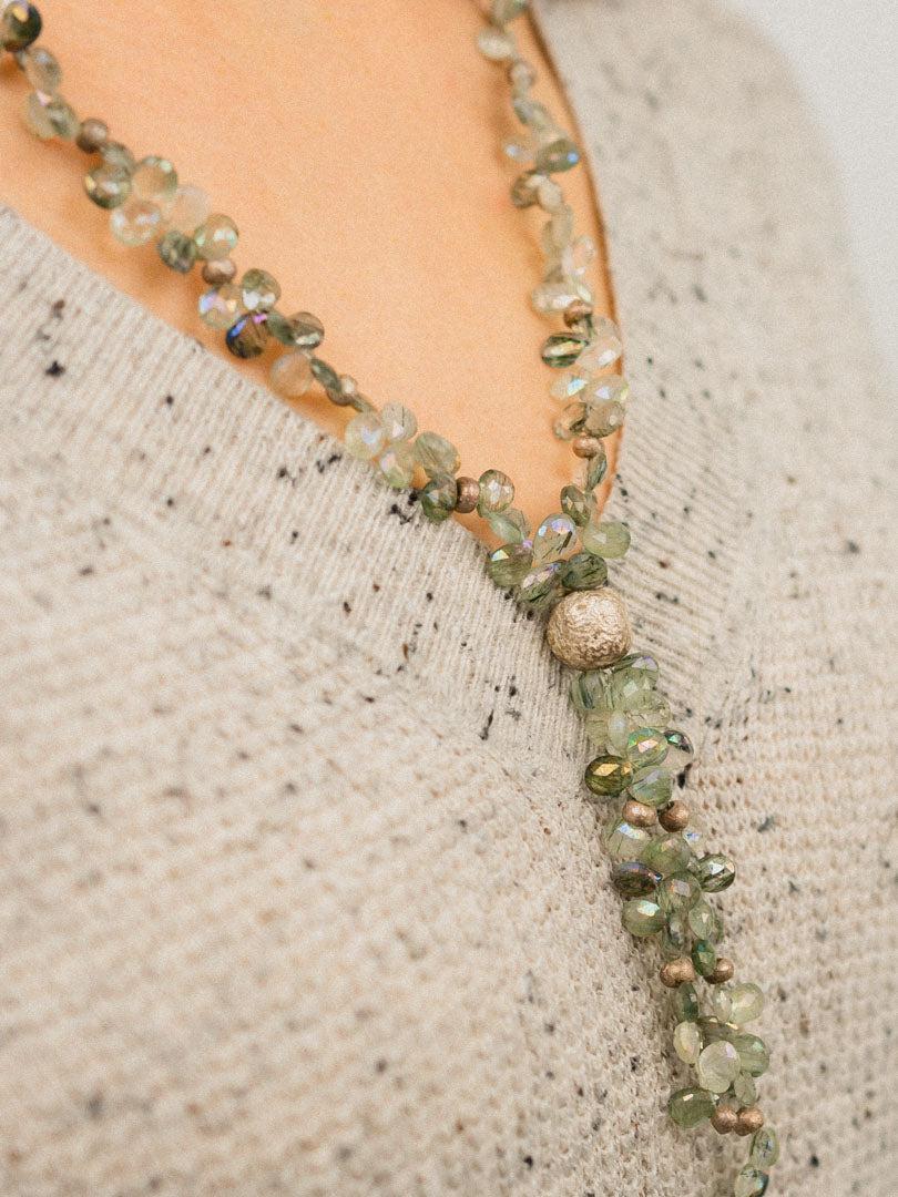 Teardrop Gemstone Tassel Necklace Necklace Pruden and Smith   