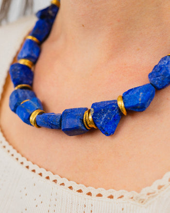 Lapis Lazuli 9ct Gold Nugget Necklace Necklace Pruden and Smith   