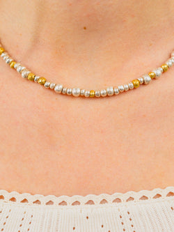 Random Nugget Silver and Gold Necklace Necklace Pruden and Smith   