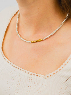 Nugget Gold Section Silver Necklace Necklace Pruden and Smith   