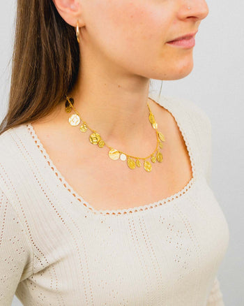 Marwar Hammered Round Yellow Gold Necklace Necklace Pruden and Smith   