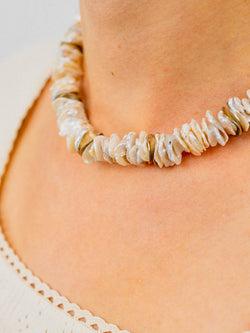 Champagne Silver Keshi Pearl Necklace Necklace Pruden and Smith   