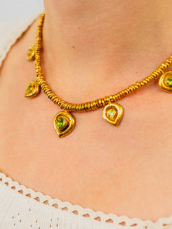Hammered Peridot Heart Necklace Necklace Pruden and Smith   