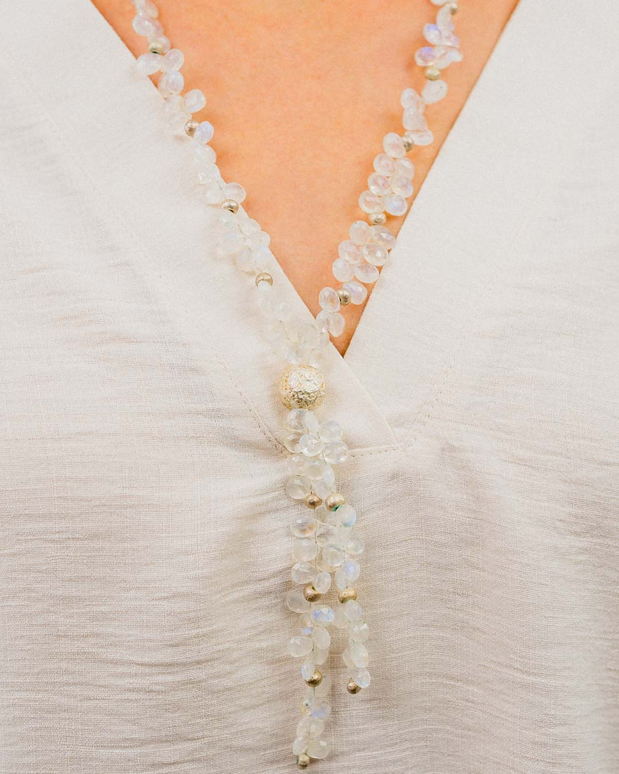 Teardrop Gemstone Tassel Necklace Necklace Pruden and Smith