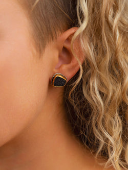 Black Onyx Druzy Stud Earrings Earstuds Pruden and Smith   