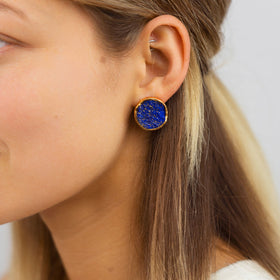 Large Lapis Lazuli Round Silver Gilt Earstuds Earstuds Pruden and Smith   