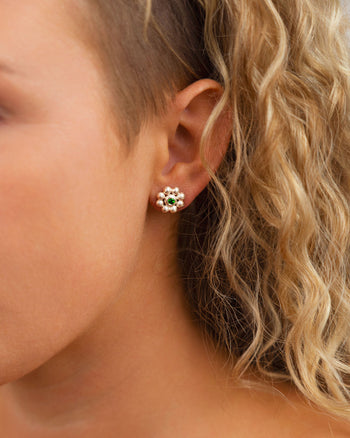 Flower Gemstone Stud Earrings Earring Pruden and Smith   