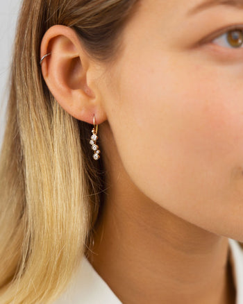 Water Bubbles 2ct Diamond Drop Earrings on model Earring Pruden and Smith   